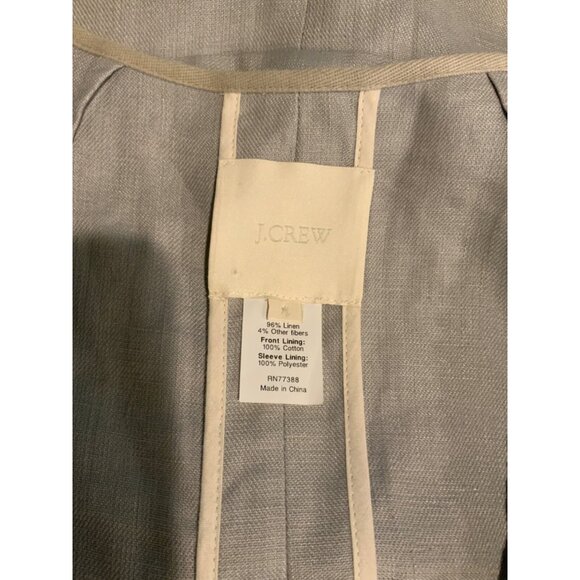 J. Crew Gray Short Sleeve Linen Jacket W/ Tan Gathered Neckline, Size 4 - Picture 5 of 5
